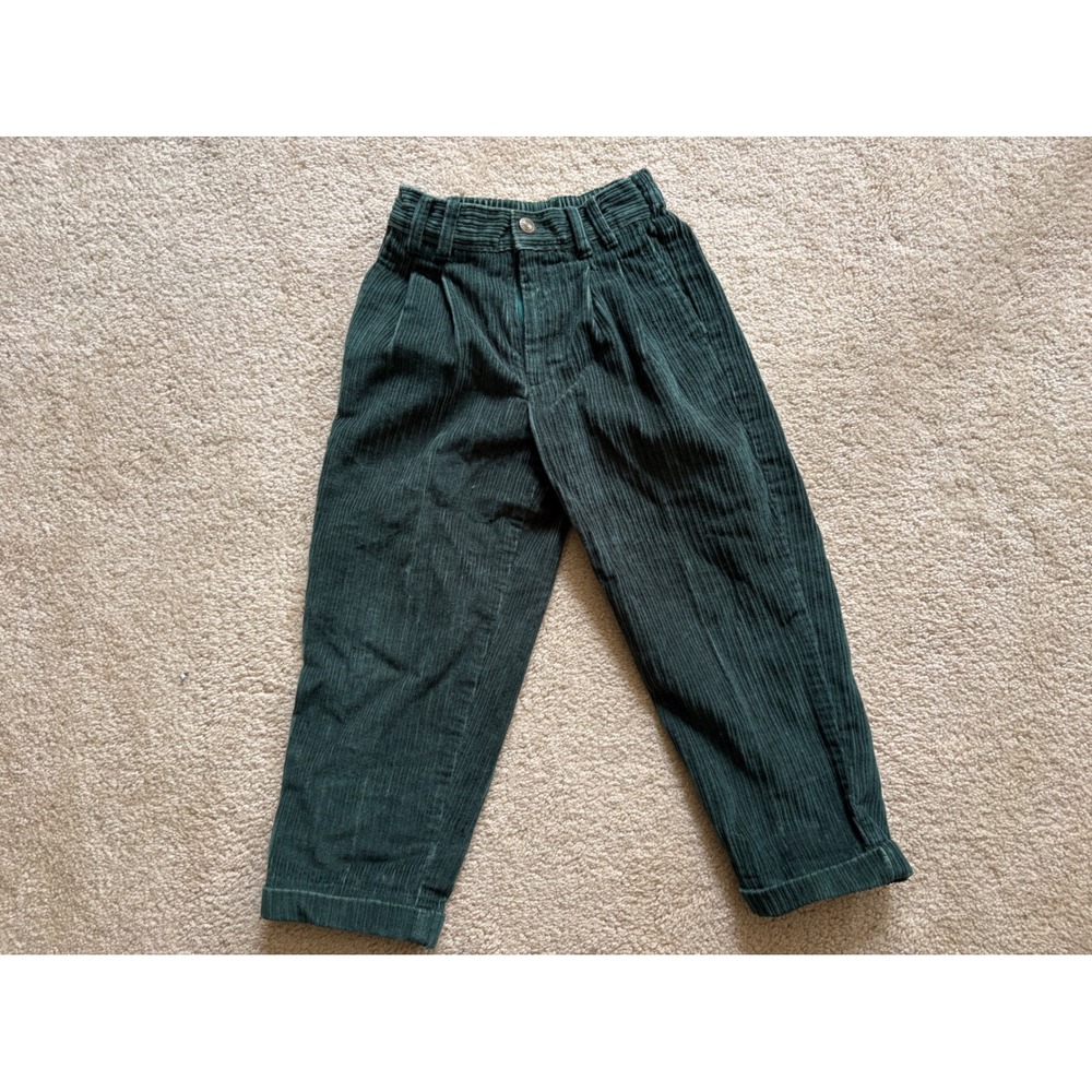 Vintage TFW Kidz Evergreen Corduroy Pants Size 5 Reg Green Pleated Cotton 46053W